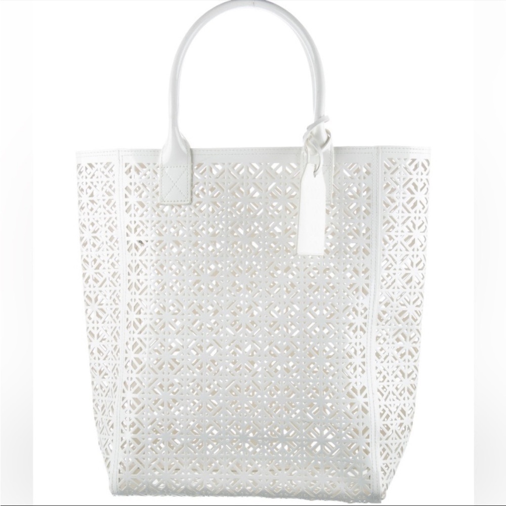 Tory Burch laser cut tote shopper in white PVC